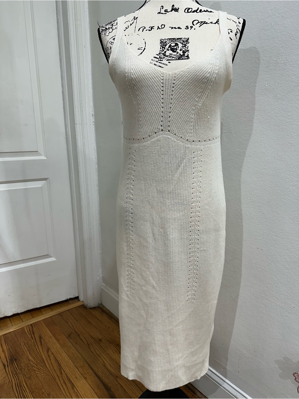 Armani Exchange Cream Knit Tank Midi Dress